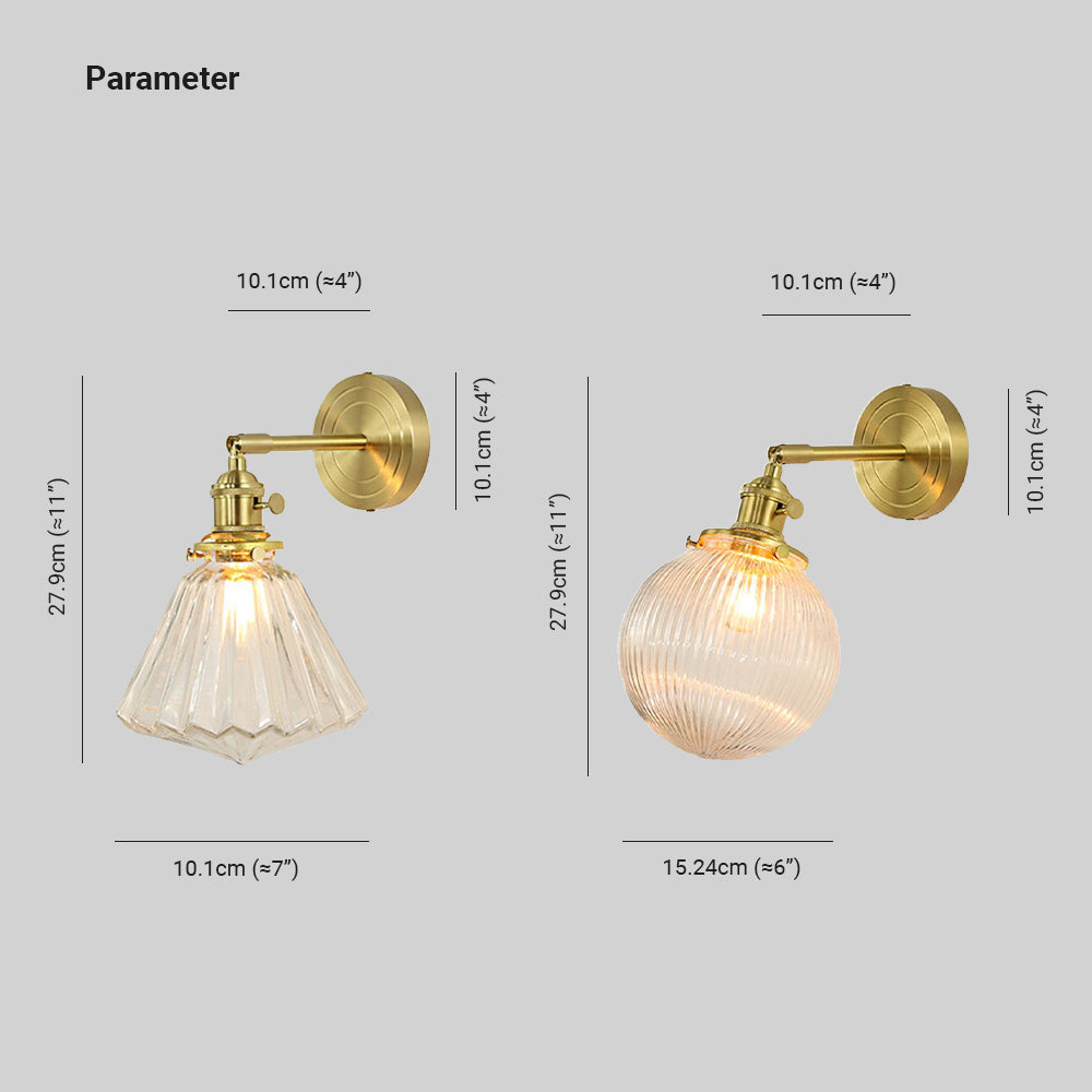 Glass Globe Gold Floral Vanity Wall Light For Bedroom