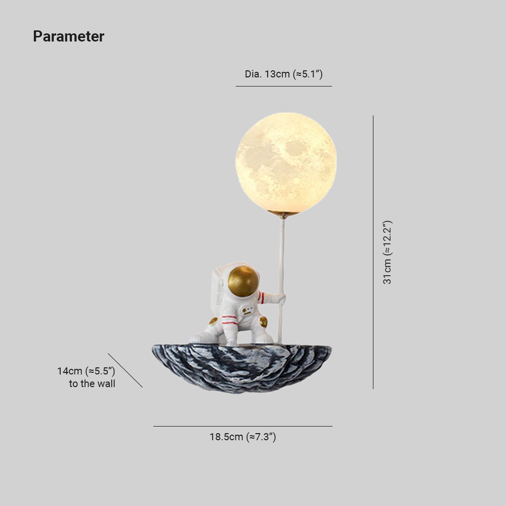 White And Blue Astronaut Glass Wall Light