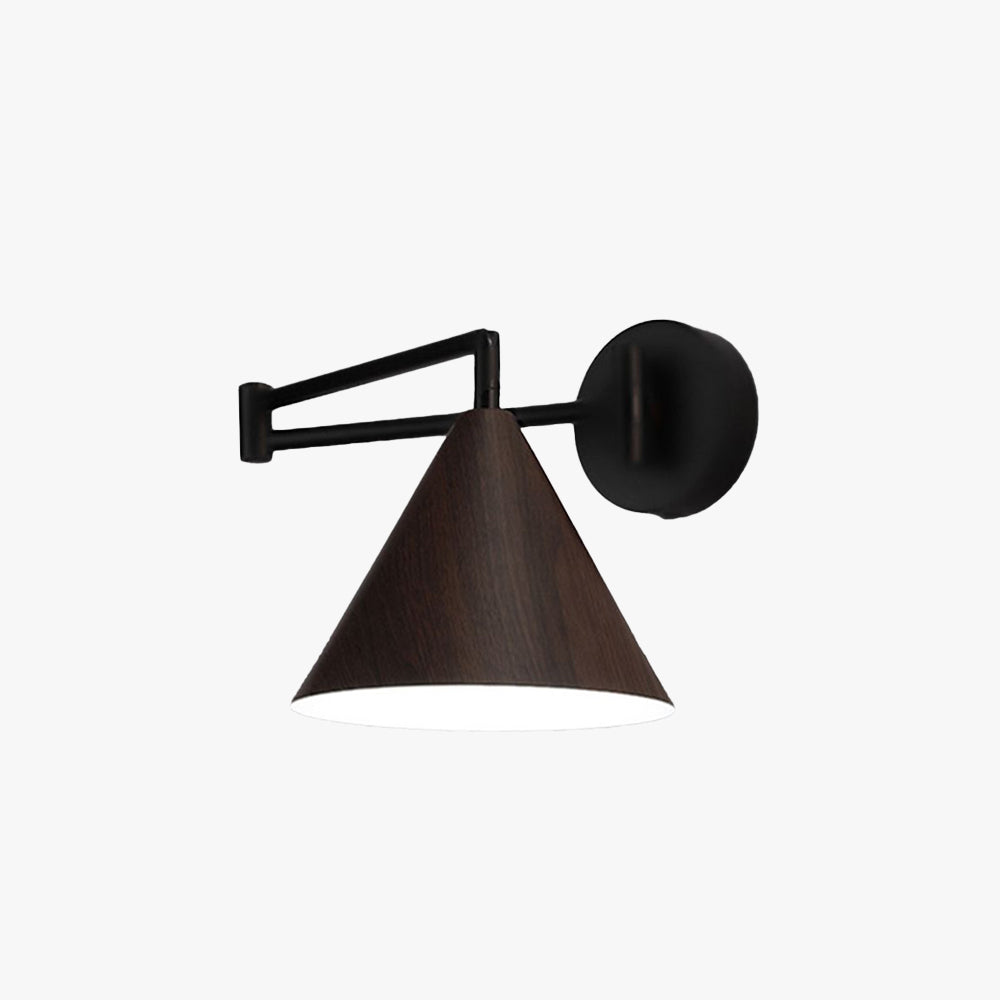 Adjustable Metal And Wood Cone Shaped Wall Light