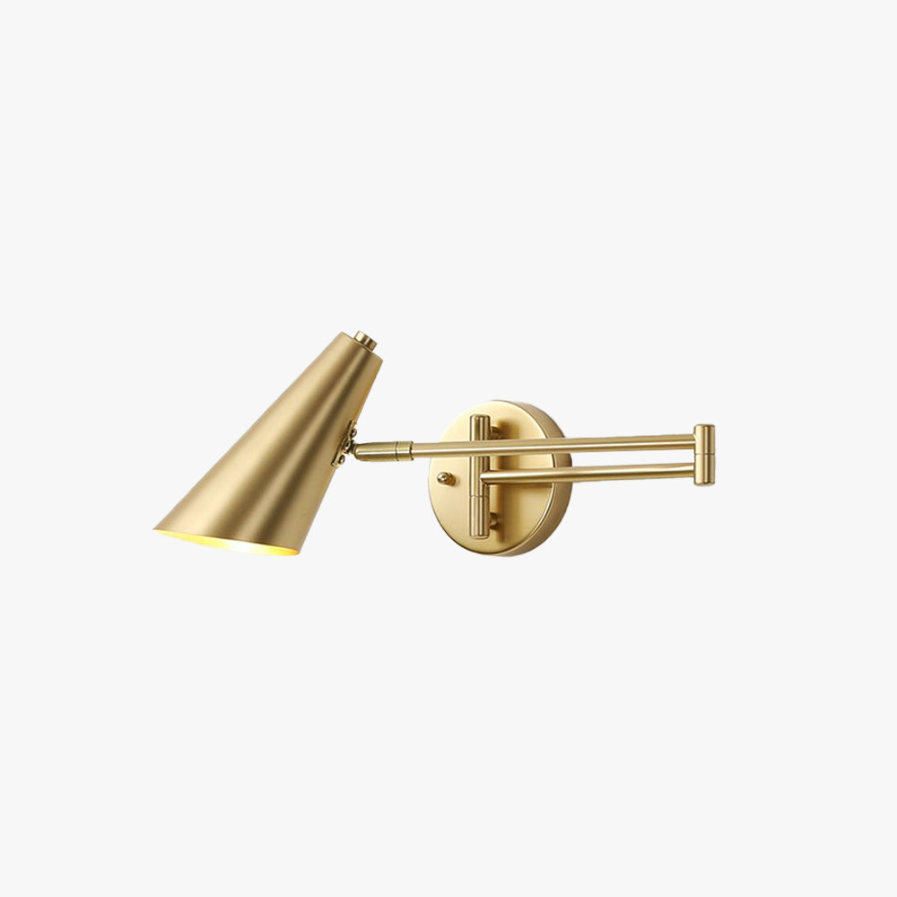 Adjustable Arm Nova Cone Wall Light For Bedroom Black Gold