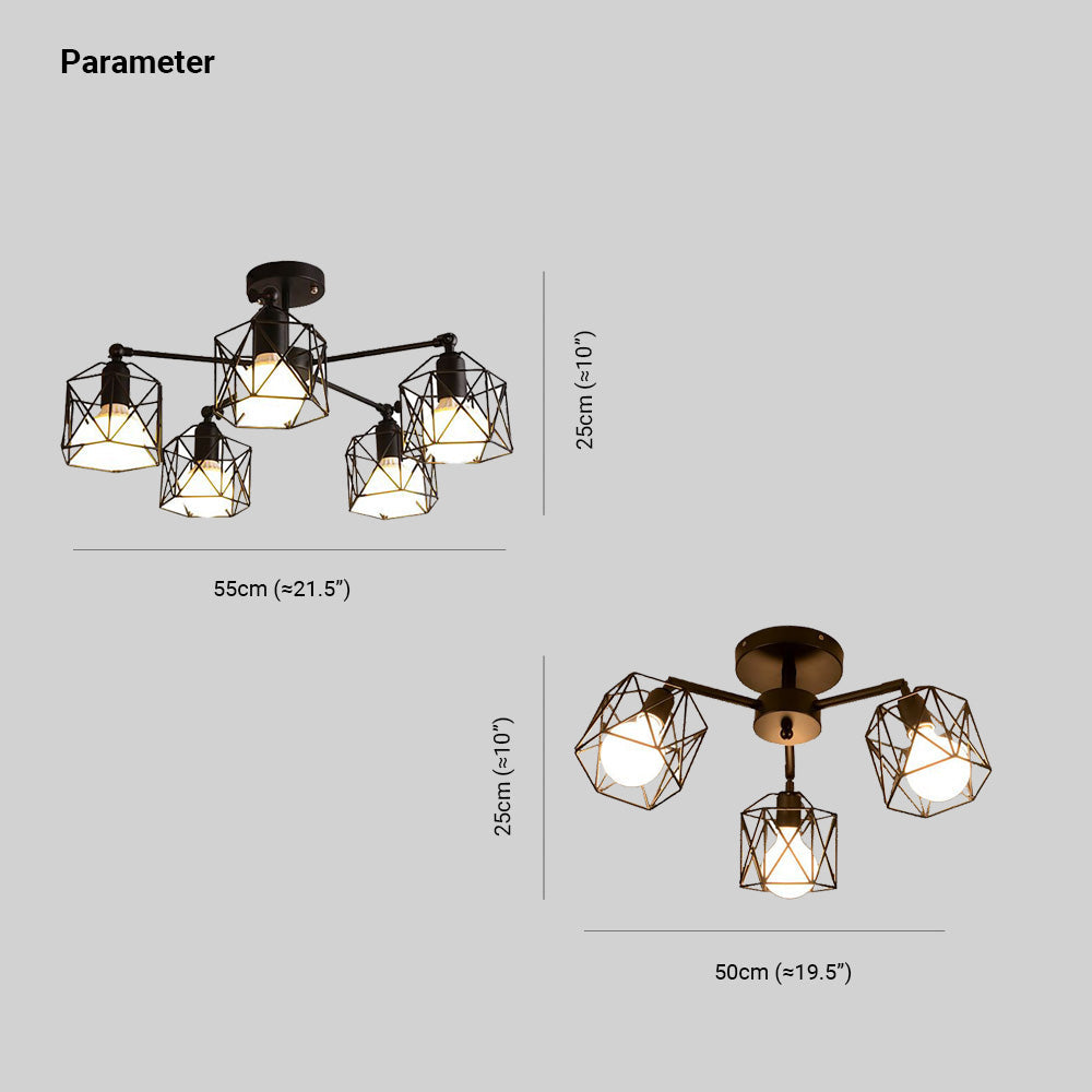 Ceiling Light Semi-Flush Black Onyx For Bedroom And Living Room