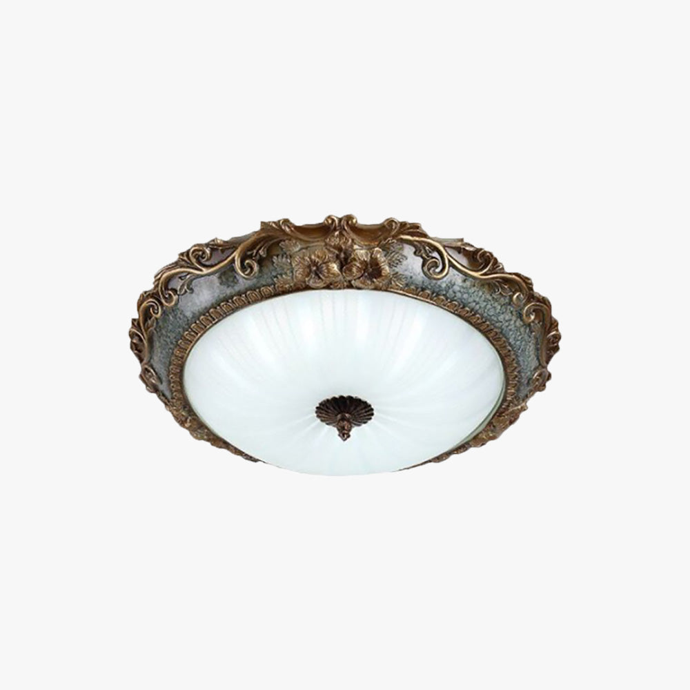 Flush Mount Antique Brass Resin Medieval Inspired Ceiling Light