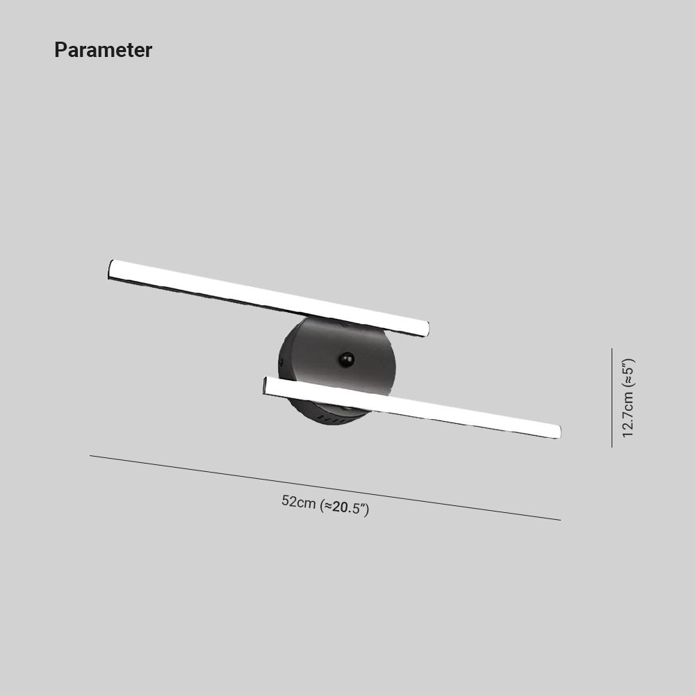 Black And Silver IP44 Bi-Linear LED Vanity Wall Light