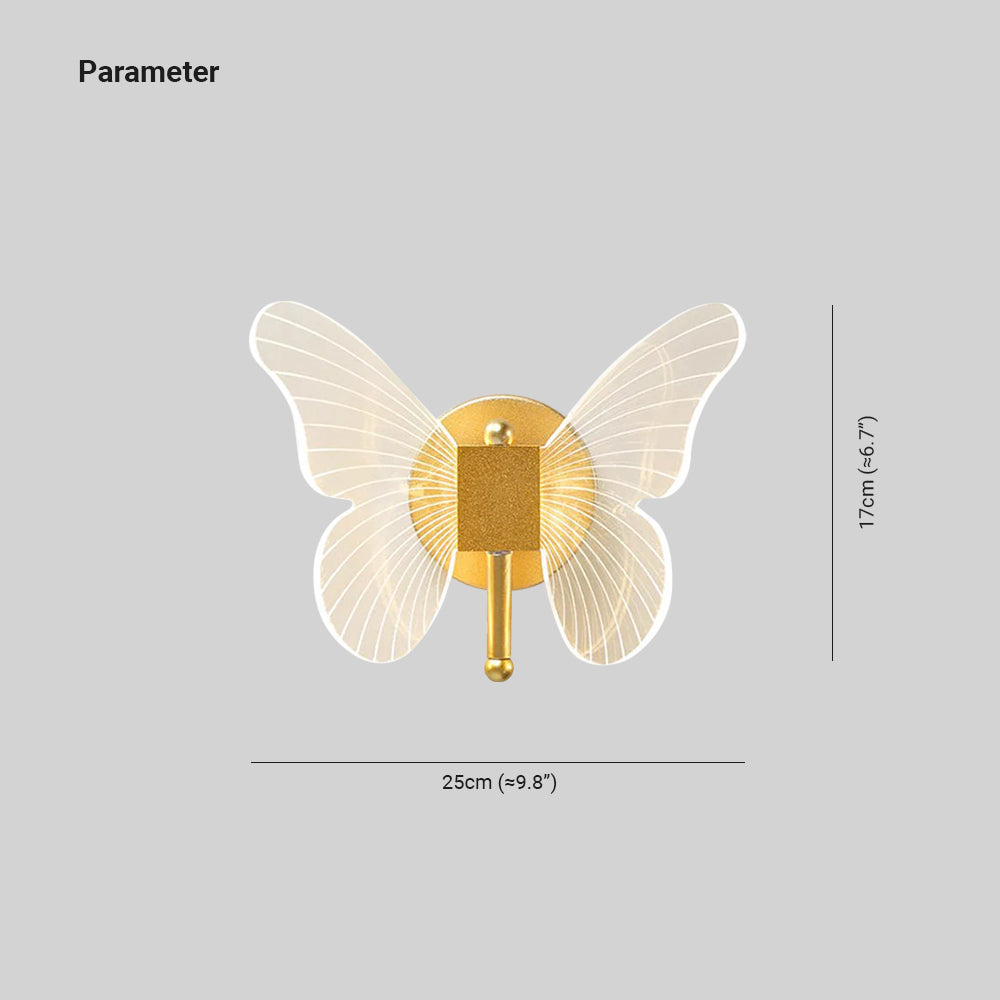 LED Gold Finish Metal Butterfly Wall Light
