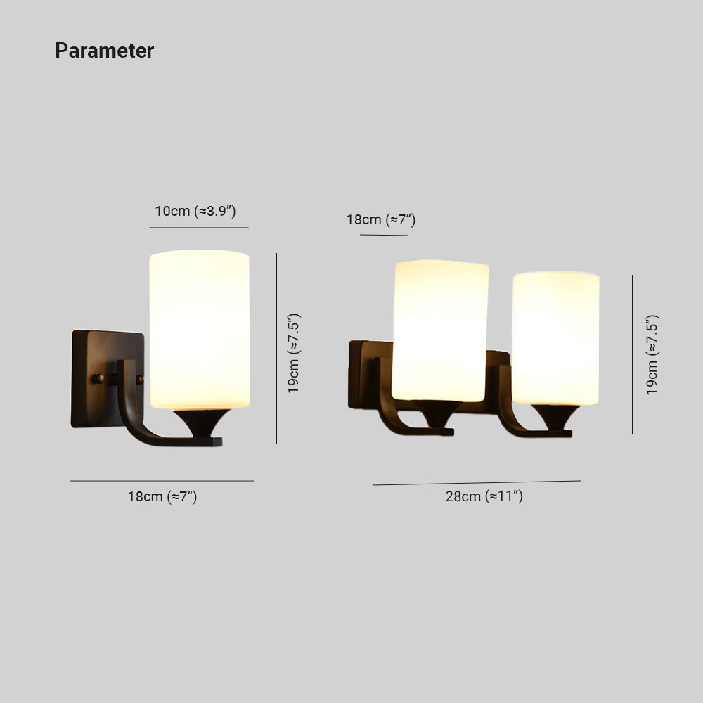 LED Enabled Cylindrical Metal And Glass Vanity Wall Light Black Chrome