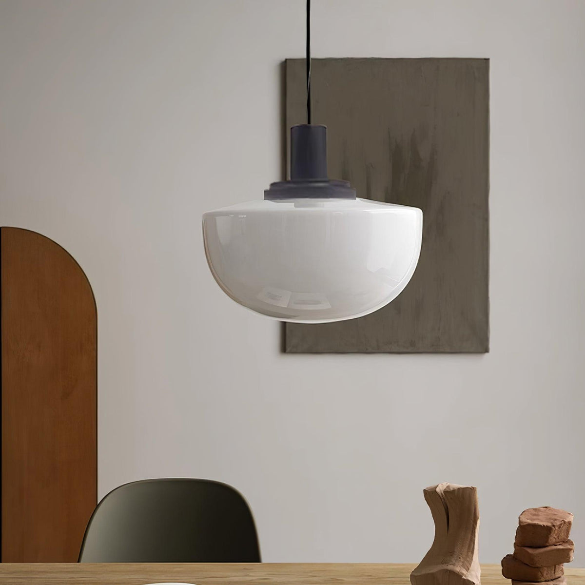 Calm Ambience Pendant Lamp With Metal Mount And Glass Dome
