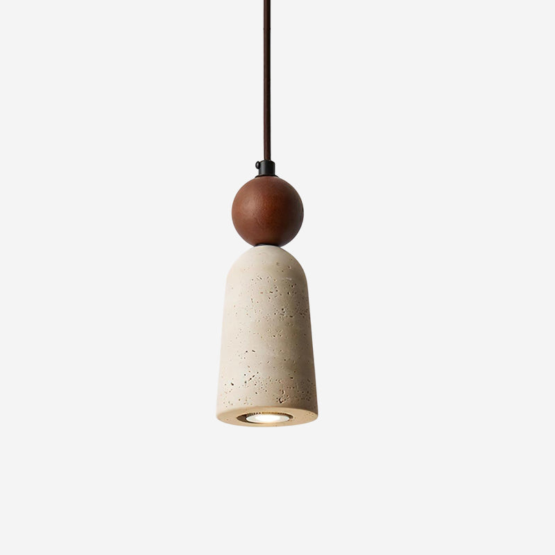 Warm Glow Pendant Light With Travertine And Walnut