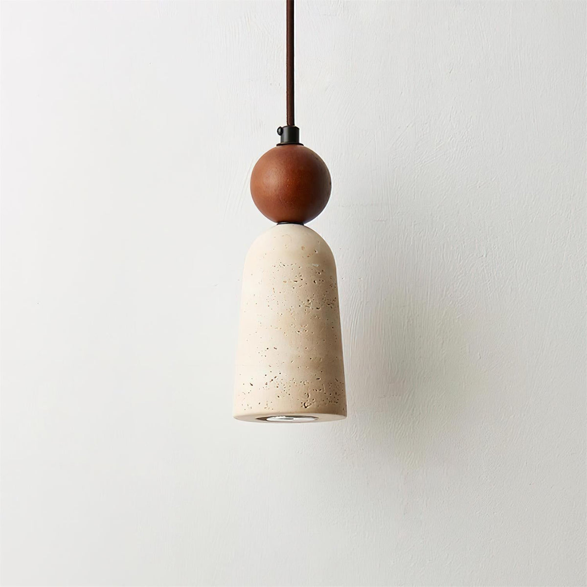 Warm Glow Pendant Light With Travertine And Walnut