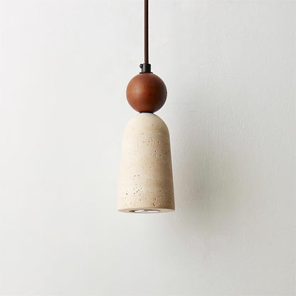 Warm Glow Pendant Light With Travertine And Walnut