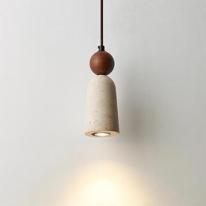 Warm Glow Pendant Light With Travertine And Walnut