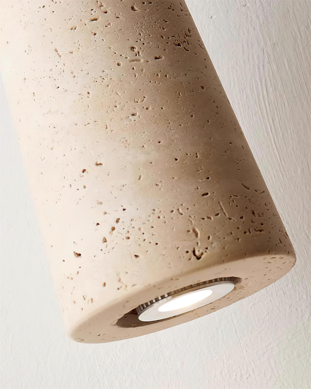 Warm Glow Pendant Light With Travertine And Walnut