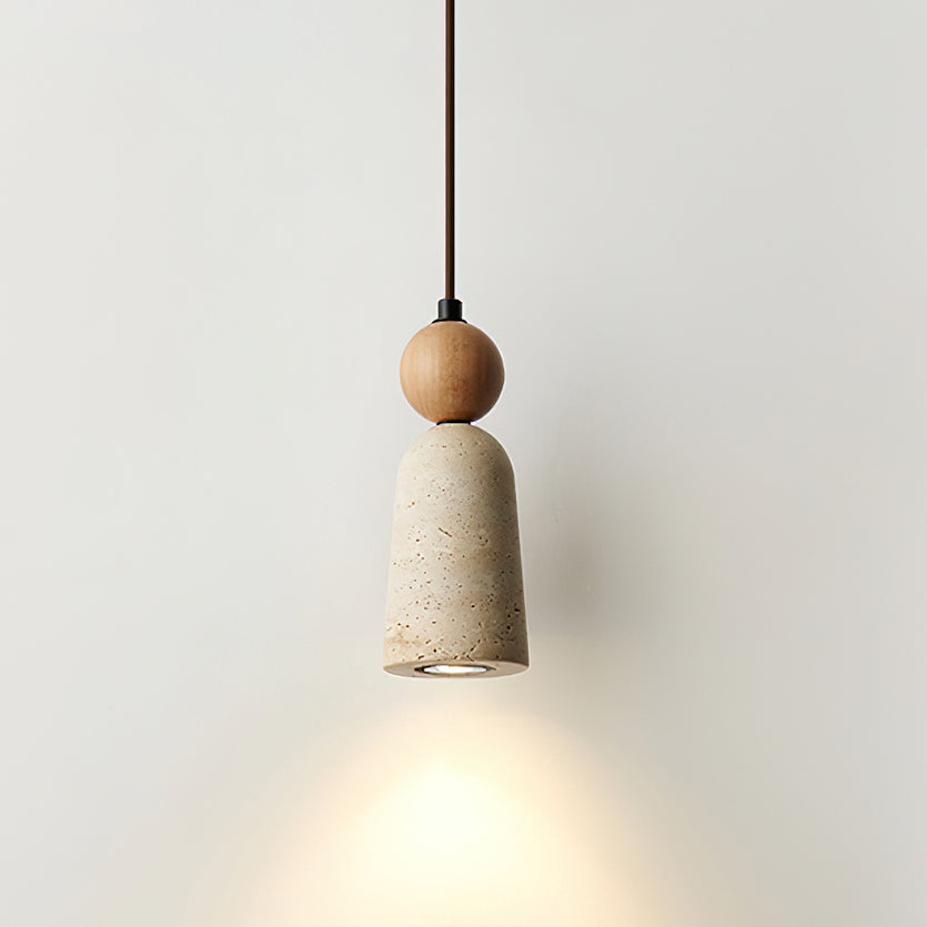 Warm Glow Pendant Light With Travertine And Walnut
