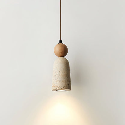 Warm Glow Pendant Light With Travertine And Walnut