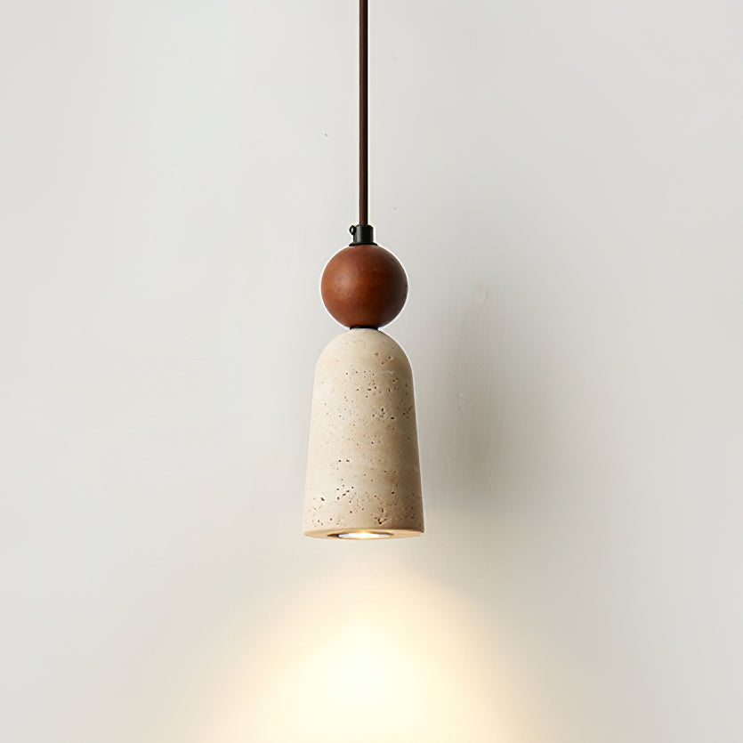 Warm Glow Pendant Light With Travertine And Walnut