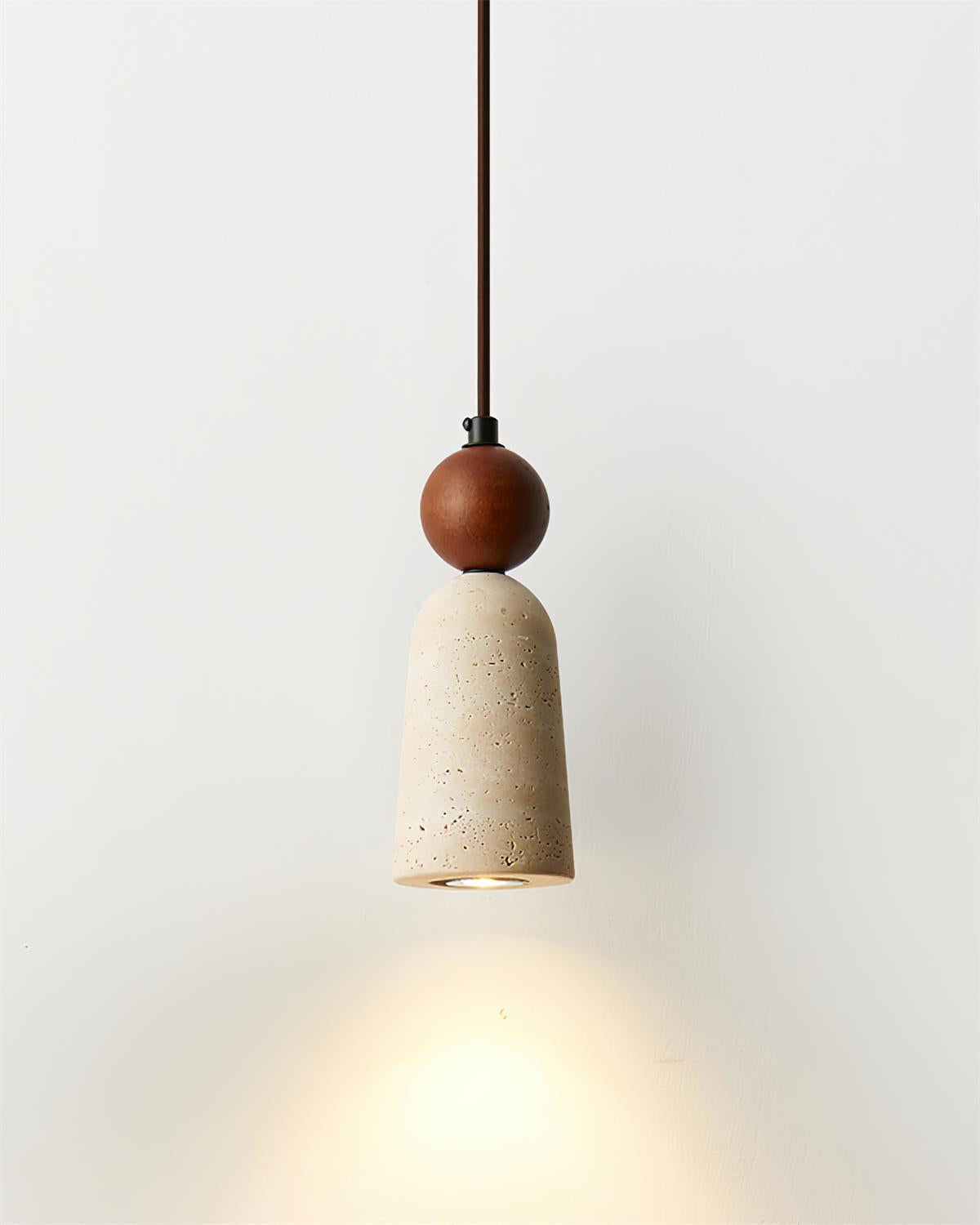 Warm Glow Pendant Light With Travertine And Walnut