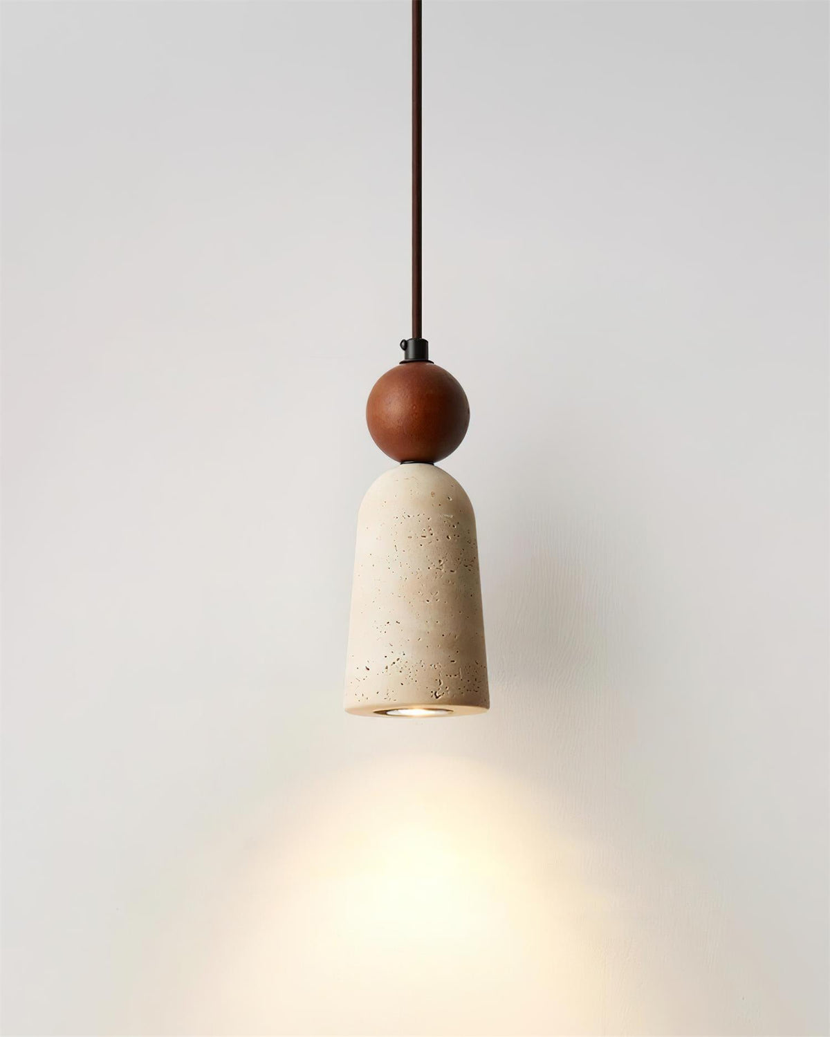 Warm Glow Pendant Light With Travertine And Walnut