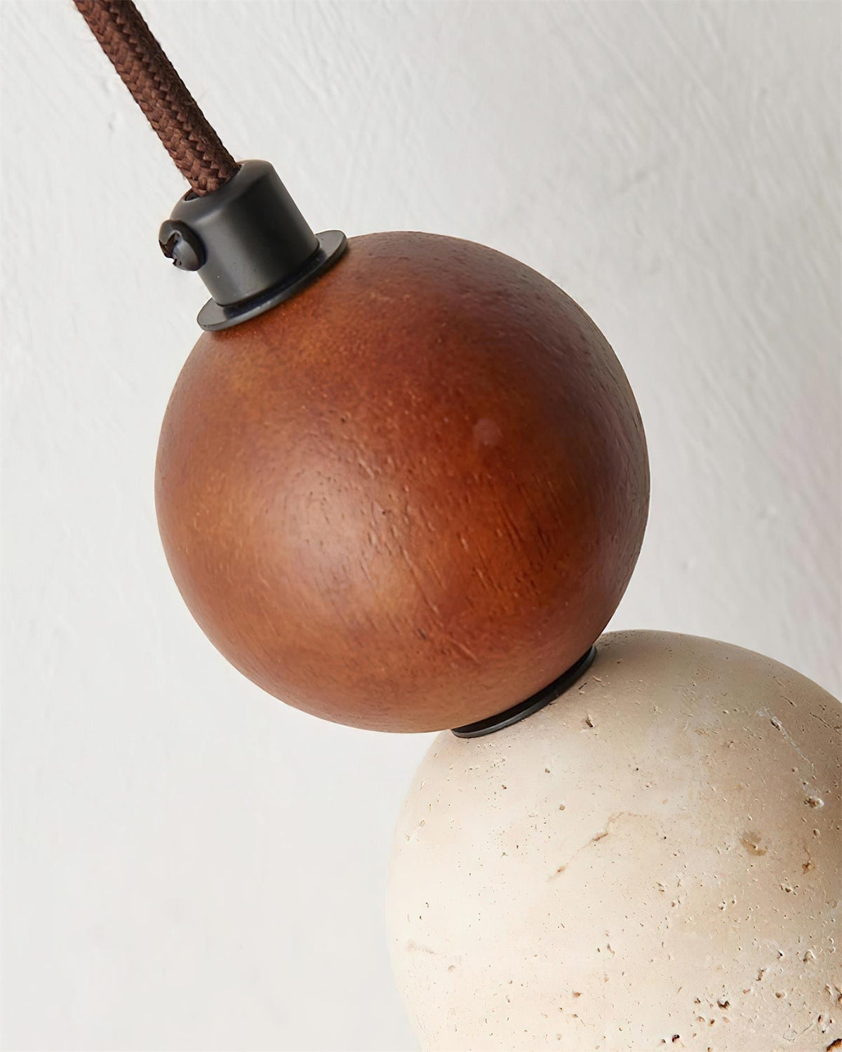 Warm Glow Pendant Light With Travertine And Walnut