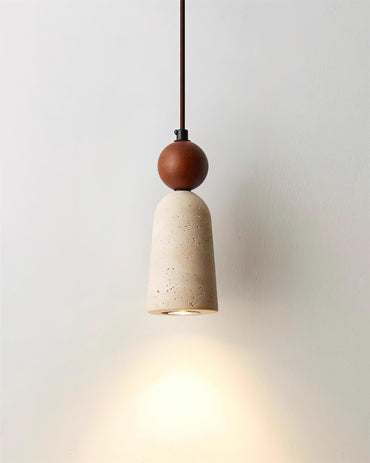 Warm Glow Pendant Light With Travertine And Walnut