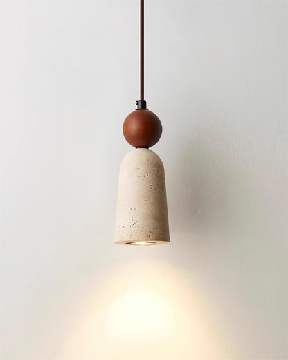 Warm Glow Pendant Light With Travertine And Walnut