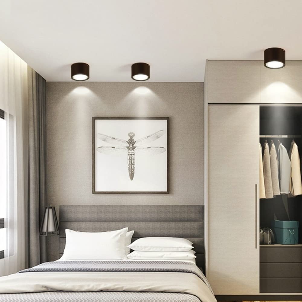 White Wood Or Black Finish Modern Round Flush Mount Ceiling Light