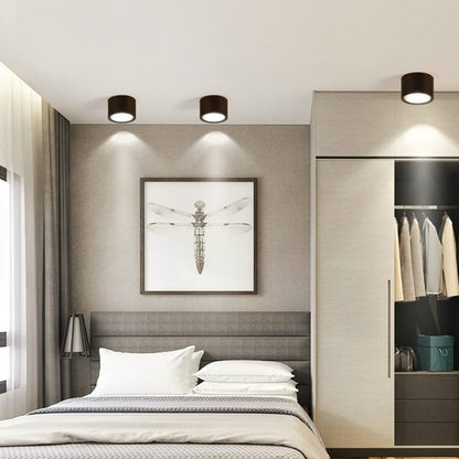 White Wood Or Black Finish Modern Round Flush Mount Ceiling Light