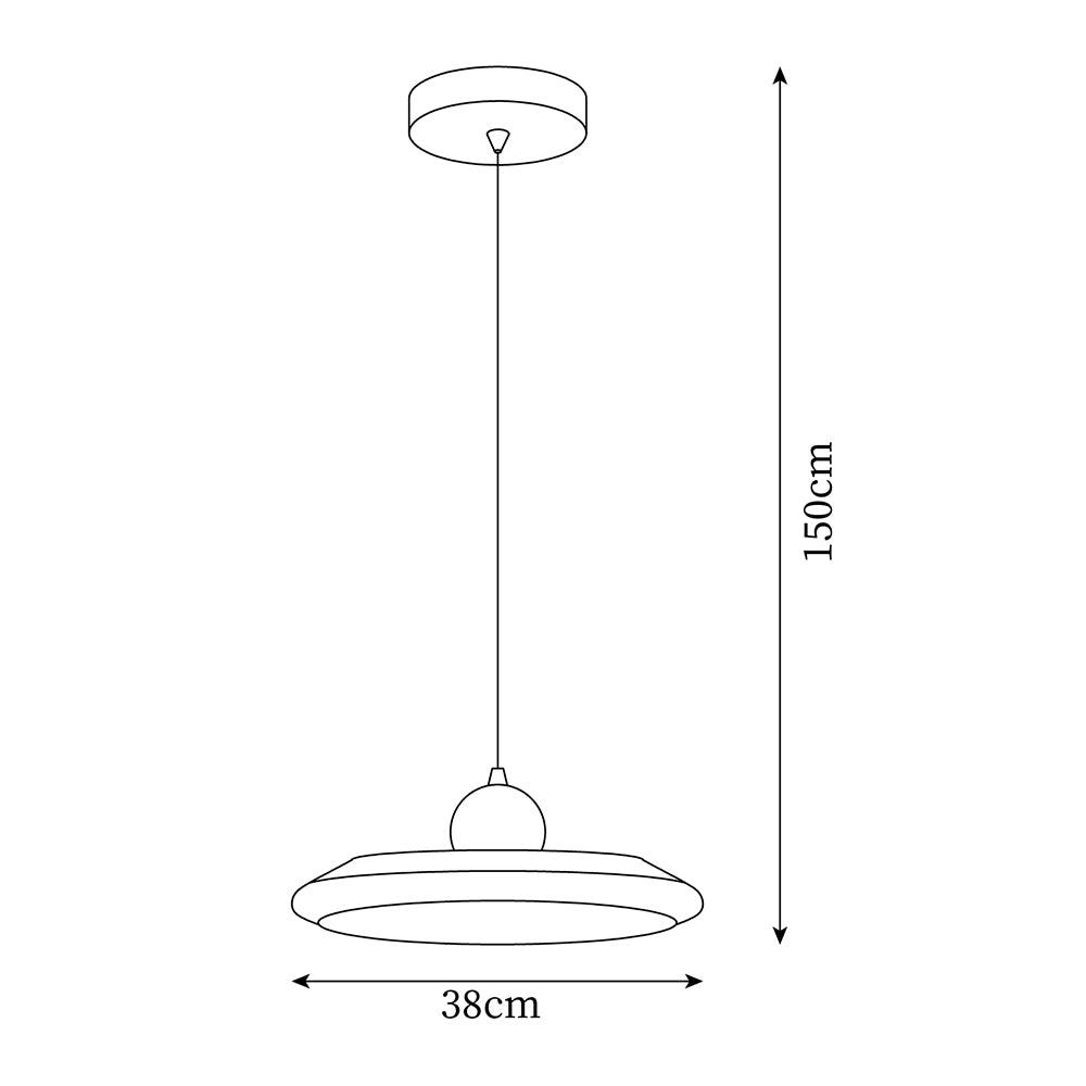 White Disc Shade Pendant Lamp With Integrated Led Green Trim