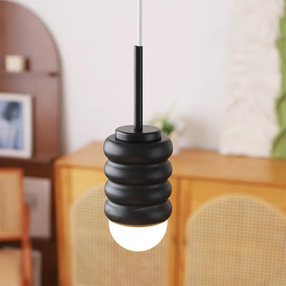 Ambient Glow Midcentury Ribbed Brass Ceramic Pendant Light