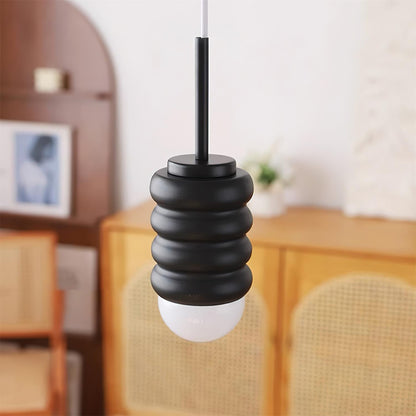 Ambient Glow Midcentury Ribbed Brass Ceramic Pendant Light