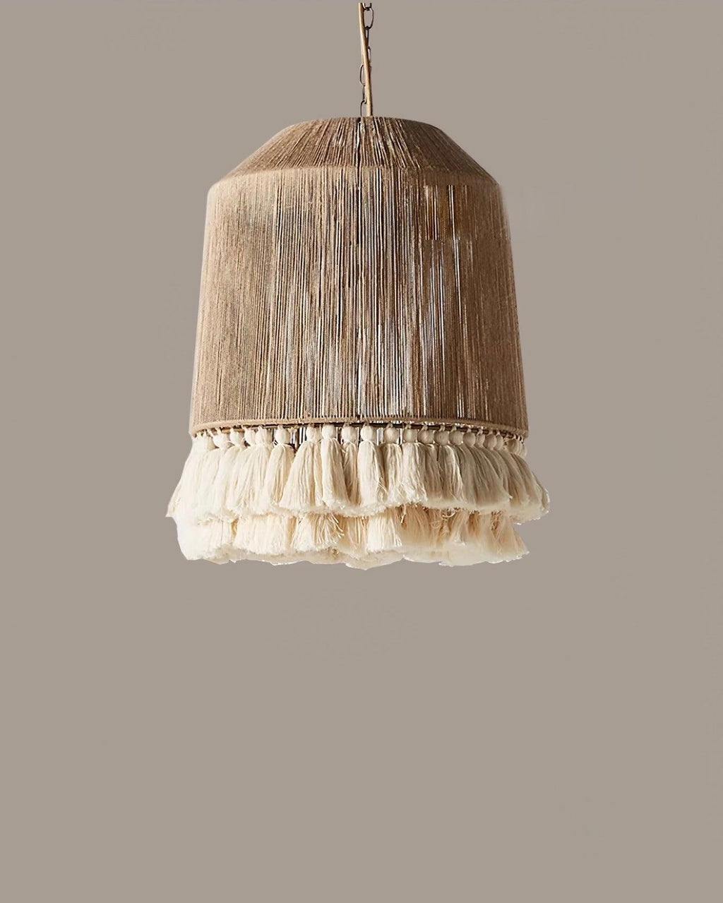 Pendant Lamp With Fringe Shade Boho Cotton Yarn