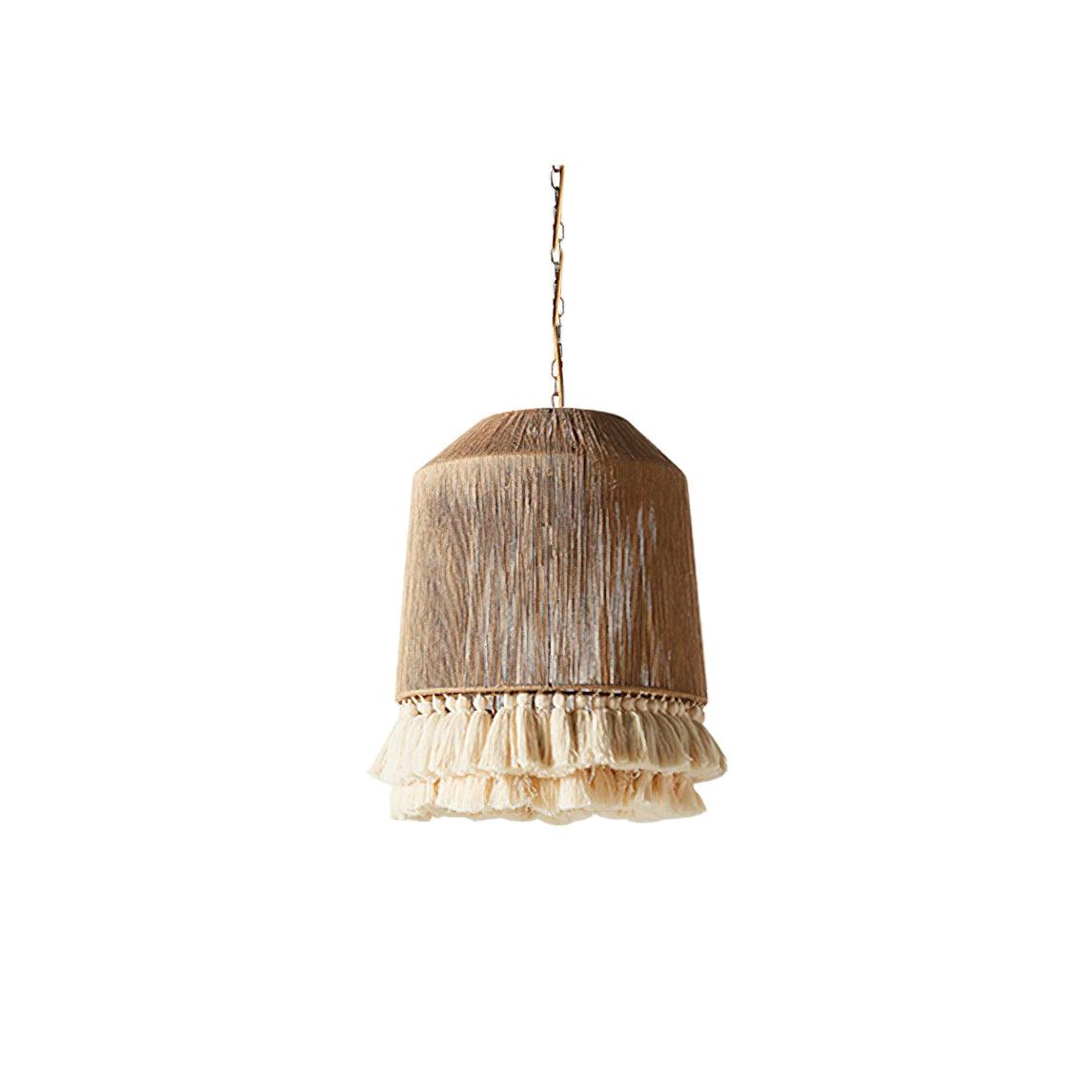 Pendant Lamp With Fringe Shade Boho Cotton Yarn