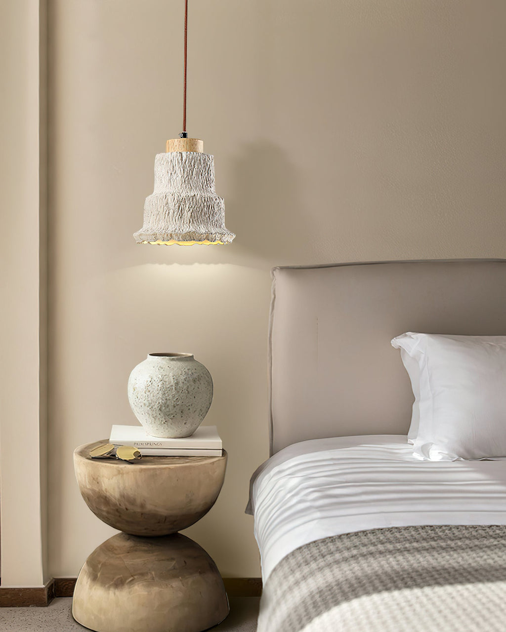 Warm Ambience Layered Travertine Pendant Light
