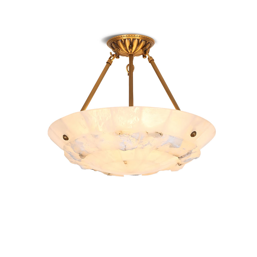 Pendant Light With Brass Finish Alabaster Bowl