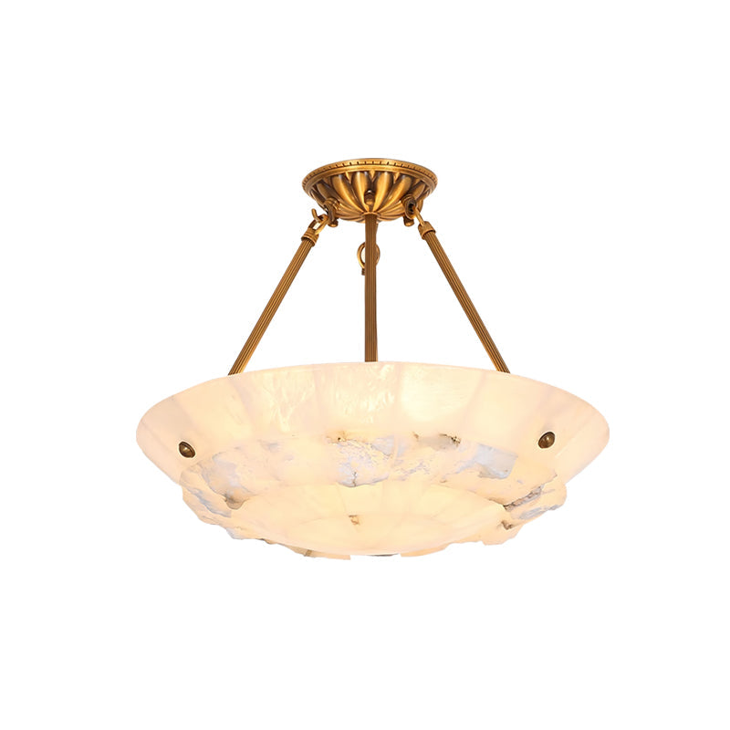 Pendant Light With Brass Finish Alabaster Bowl