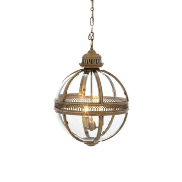 Rust Colored Frame Vintage Glass Globe Pendant Lamp