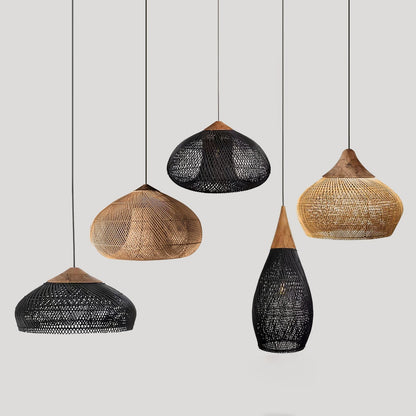 Cozy Living Room Ambience Braided Rattan Pendant Lamp
