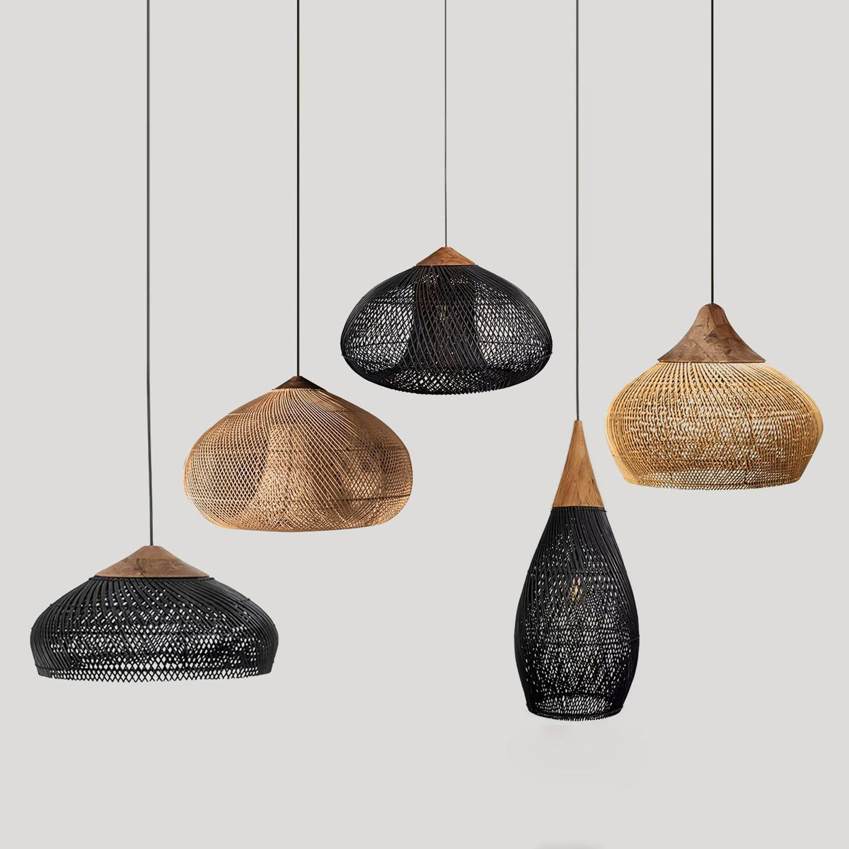 Cozy Living Room Ambience Braided Rattan Pendant Lamp