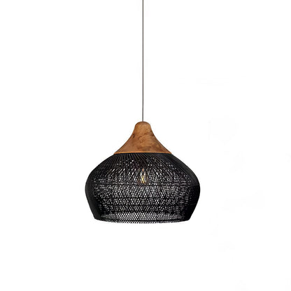 Cozy Living Room Ambience Braided Rattan Pendant Lamp