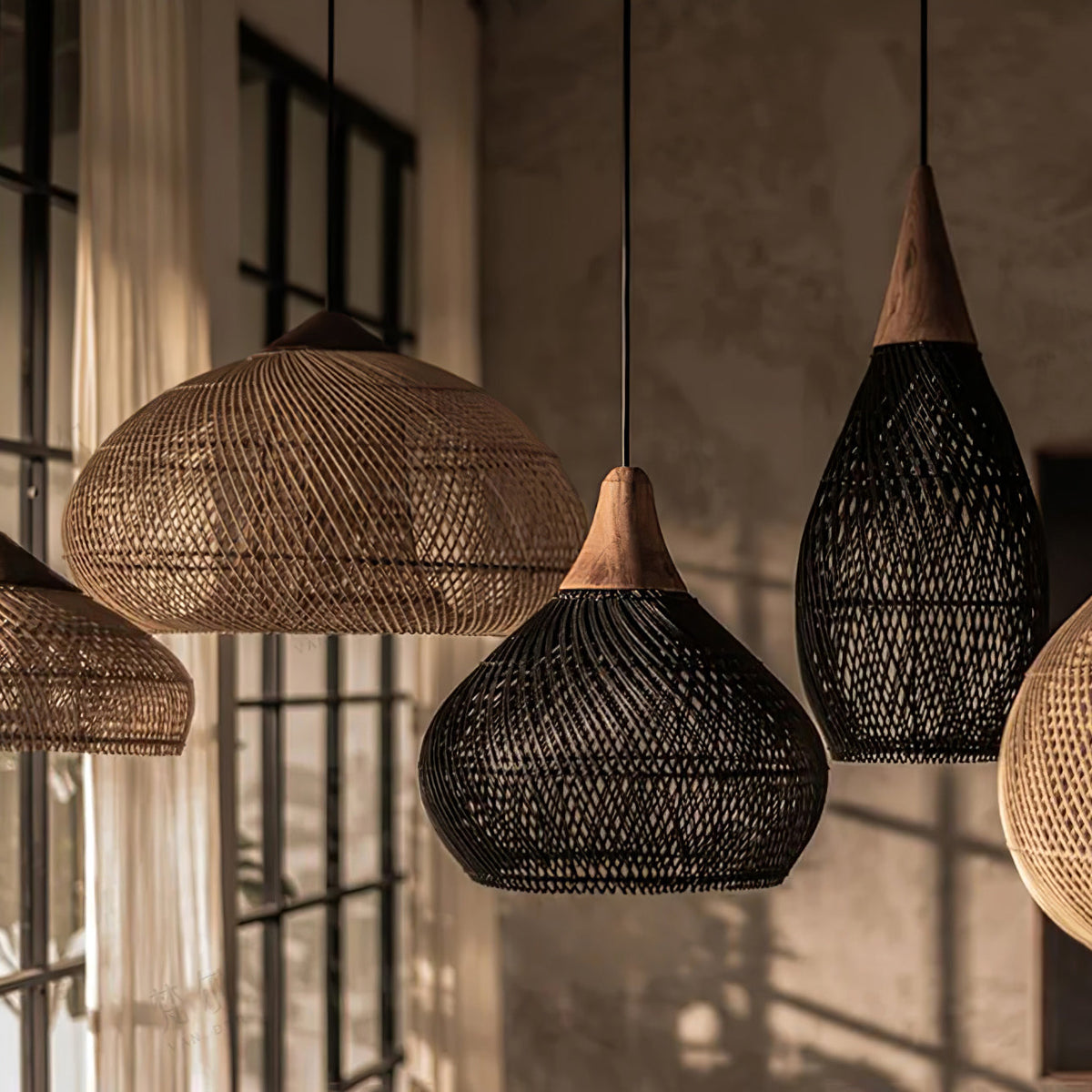 Cozy Living Room Ambience Braided Rattan Pendant Lamp
