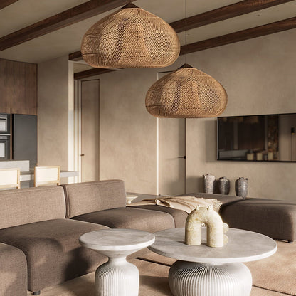 Cozy Living Room Ambience Braided Rattan Pendant Lamp