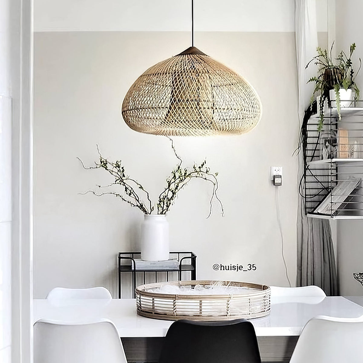 Cozy Living Room Ambience Braided Rattan Pendant Lamp