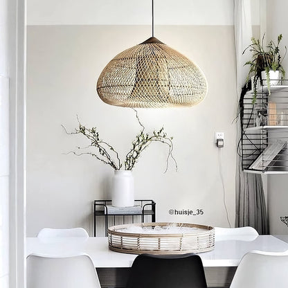 Cozy Living Room Ambience Braided Rattan Pendant Lamp