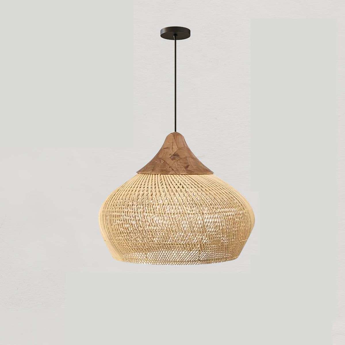 Cozy Living Room Ambience Braided Rattan Pendant Lamp