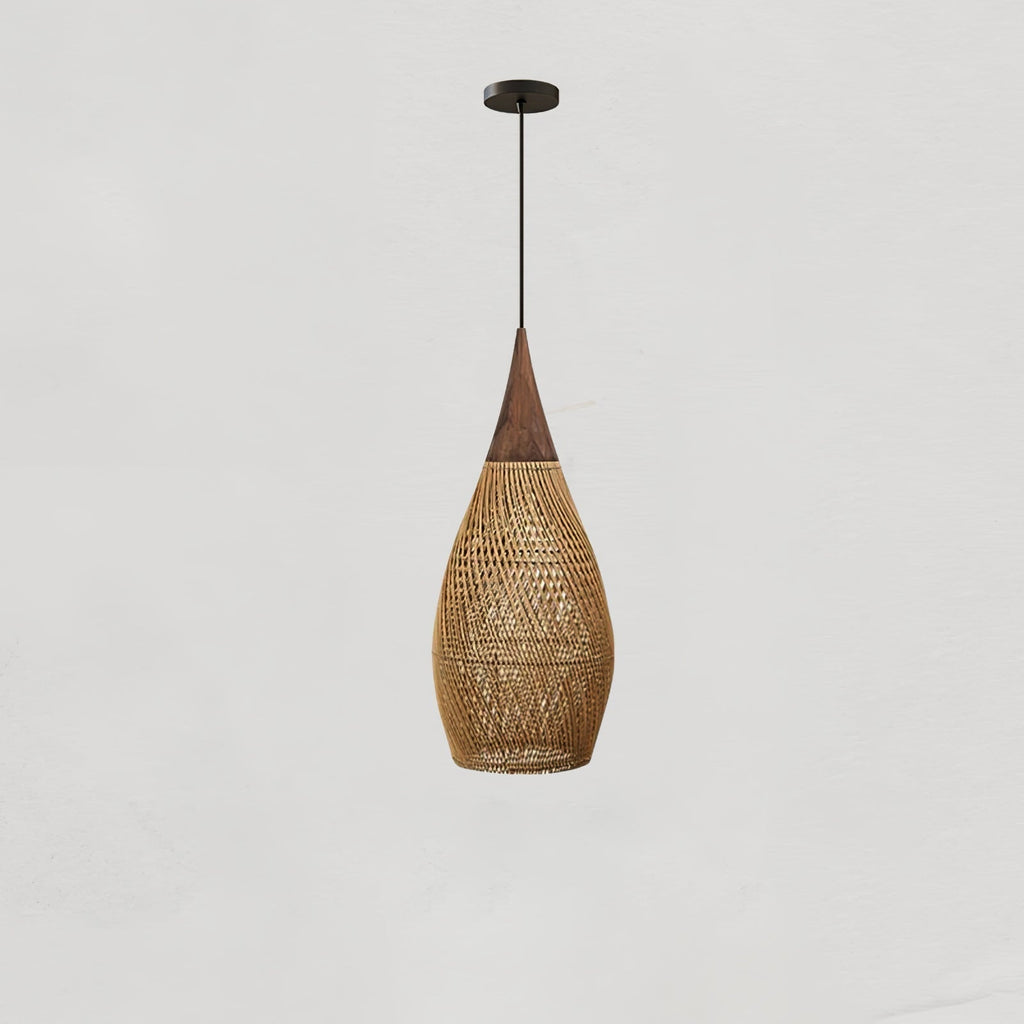 Cozy Living Room Ambience Braided Rattan Pendant Lamp