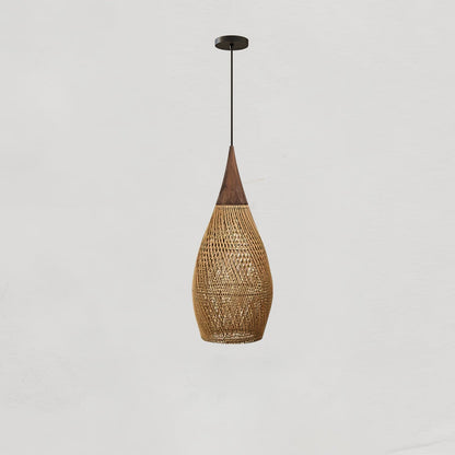 Cozy Living Room Ambience Braided Rattan Pendant Lamp