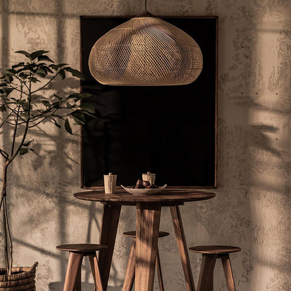 Cozy Living Room Ambience Braided Rattan Pendant Lamp