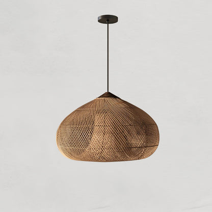 Cozy Living Room Ambience Braided Rattan Pendant Lamp
