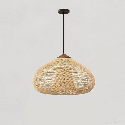 Cozy Living Room Ambience Braided Rattan Pendant Lamp