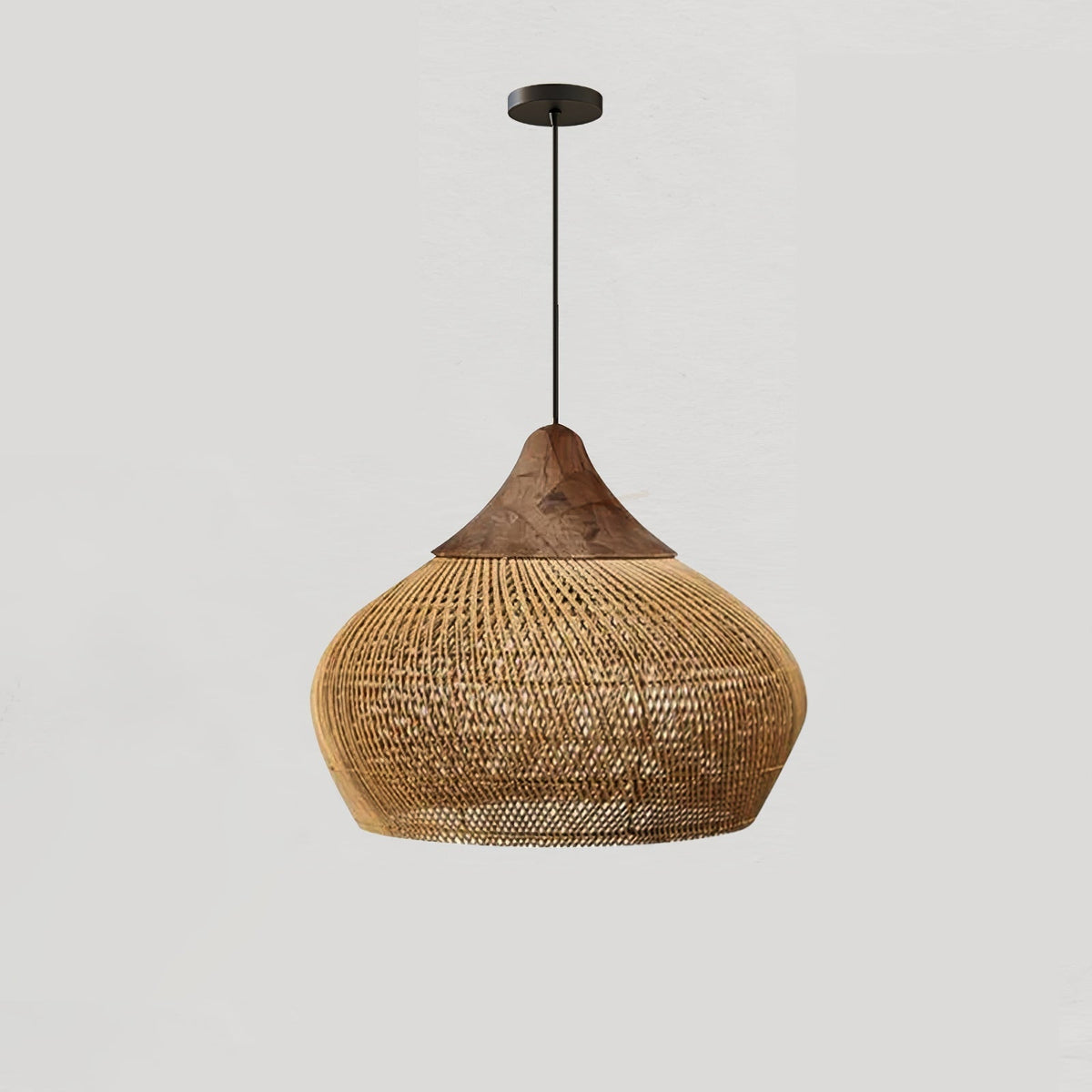 Cozy Living Room Ambience Braided Rattan Pendant Lamp