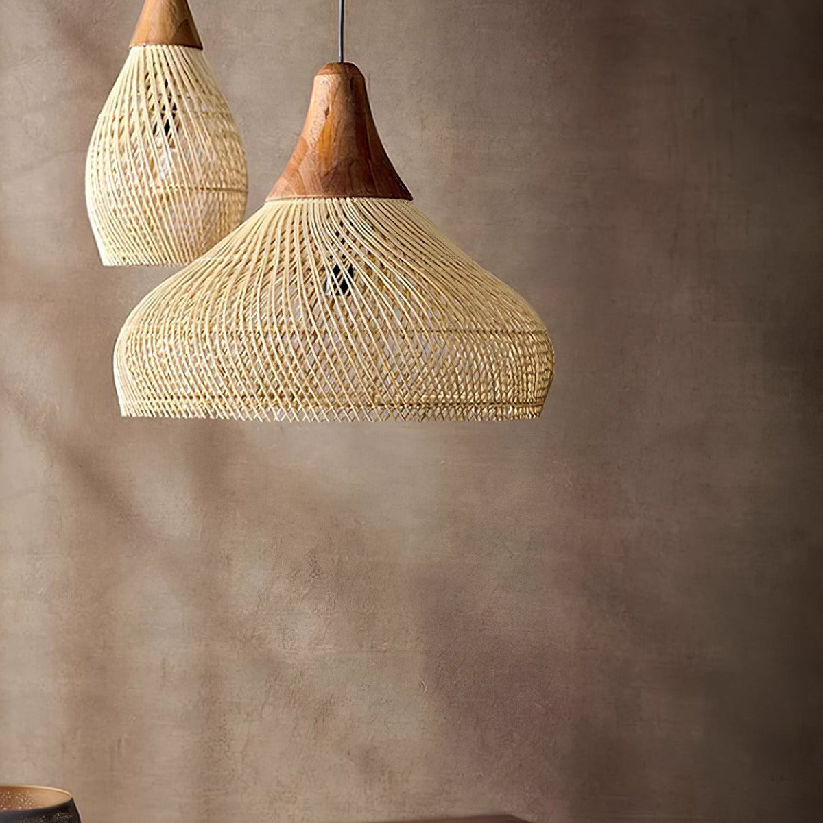 Cozy Living Room Ambience Braided Rattan Pendant Lamp