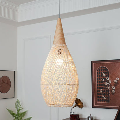Cozy Living Room Ambience Braided Rattan Pendant Lamp